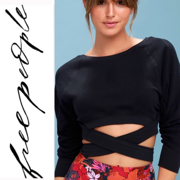 Free People Tops - 🆕 Free People Superwoman Washed Black Sweatshirt